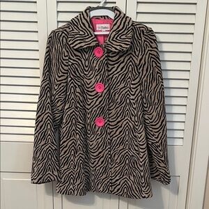 3 Sisters Black and White Zebra Jacket with Pink Buttons